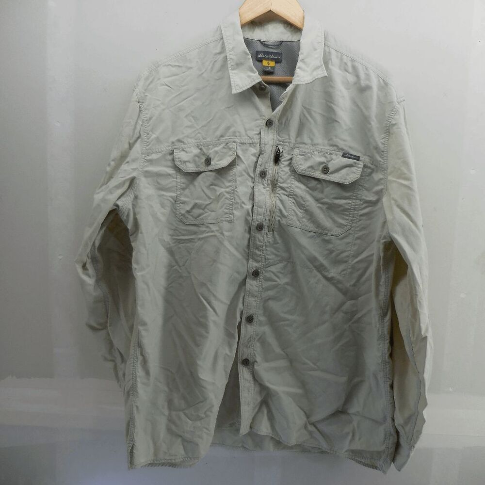 Eddie Bauer Adventure Trail Nylon Hiking Shirt Size XL Taupe Gorpcore Fishing